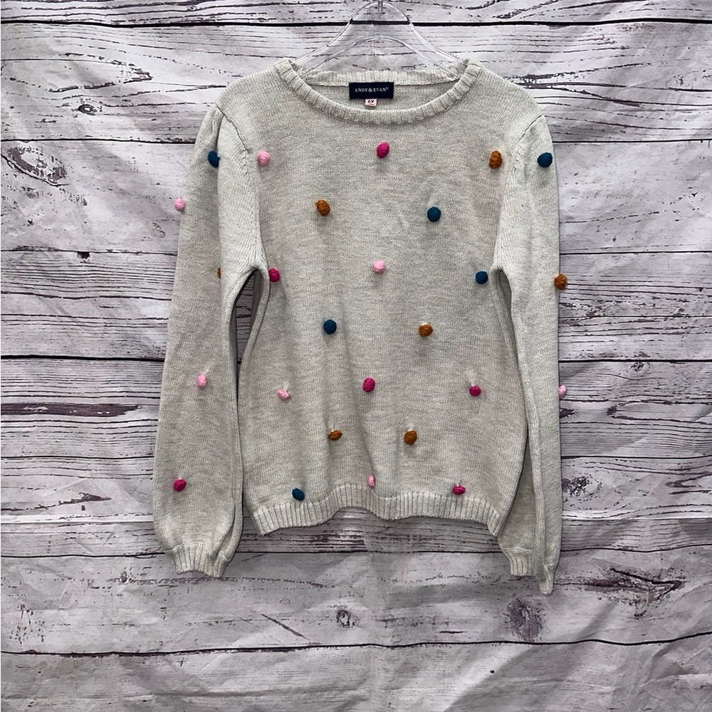 Andy & Evan Pompom Sweater Size 6X